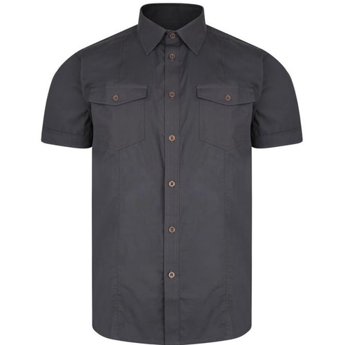 KAM Retro Stretch Short Sleeve Shirt Charcoal